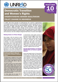 Democratic Transition and Women’s Rights: Understanding Gender-Egalitarian Policy Change in Indonesia (Project Brief 10)